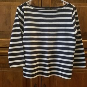 J Crew Structured Boatneck Navy & White Striped Tee
